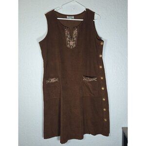 Vtg Anthony Richard’s Women’s XL Corduroy Pintuck Romper Dress Cottage Y2K